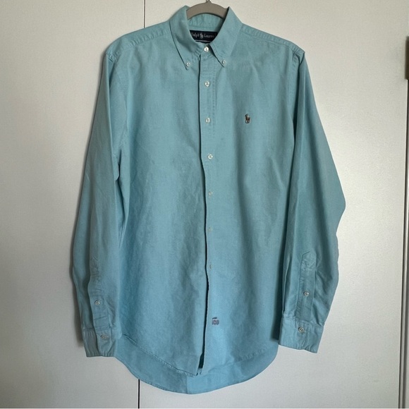 Vintage Ralph Lauren Blue Long Sleeve Button Down Shirt mens size med (15.5/35) - Picture 1 of 9